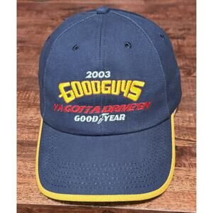 2003 Goodguys Good Year Ball Cap Blue Trucker Hat “Ya Gotta Drive Em”